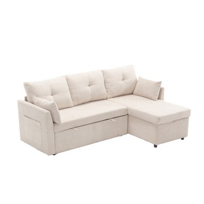 NicBex L-Shaped Chenille Reversible Sleeper Sectional Sofa with Storage Chaise for Living Room,Apartment,Office