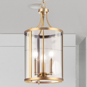 Urban Ambiance Luxury Modern Farmhouse Indoor Chandelier,  20-3/4''H x 10"W x 10''D,  Vintage Brass Finish, UHP4609 - 1 of 4