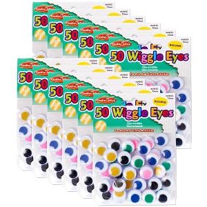 Charles Leonard Round Wiggle Eyes, 15mm, Assorted, 50 Per Pack, 12 Packs - 1 of 3