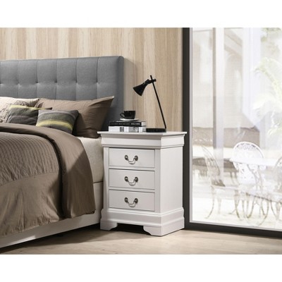 NicBex Nightstand with 3 Drawers,16 inch Bedside Table with Metal Handles and  Wood Frame,Modern Side Table for Bedroom,Living Room
