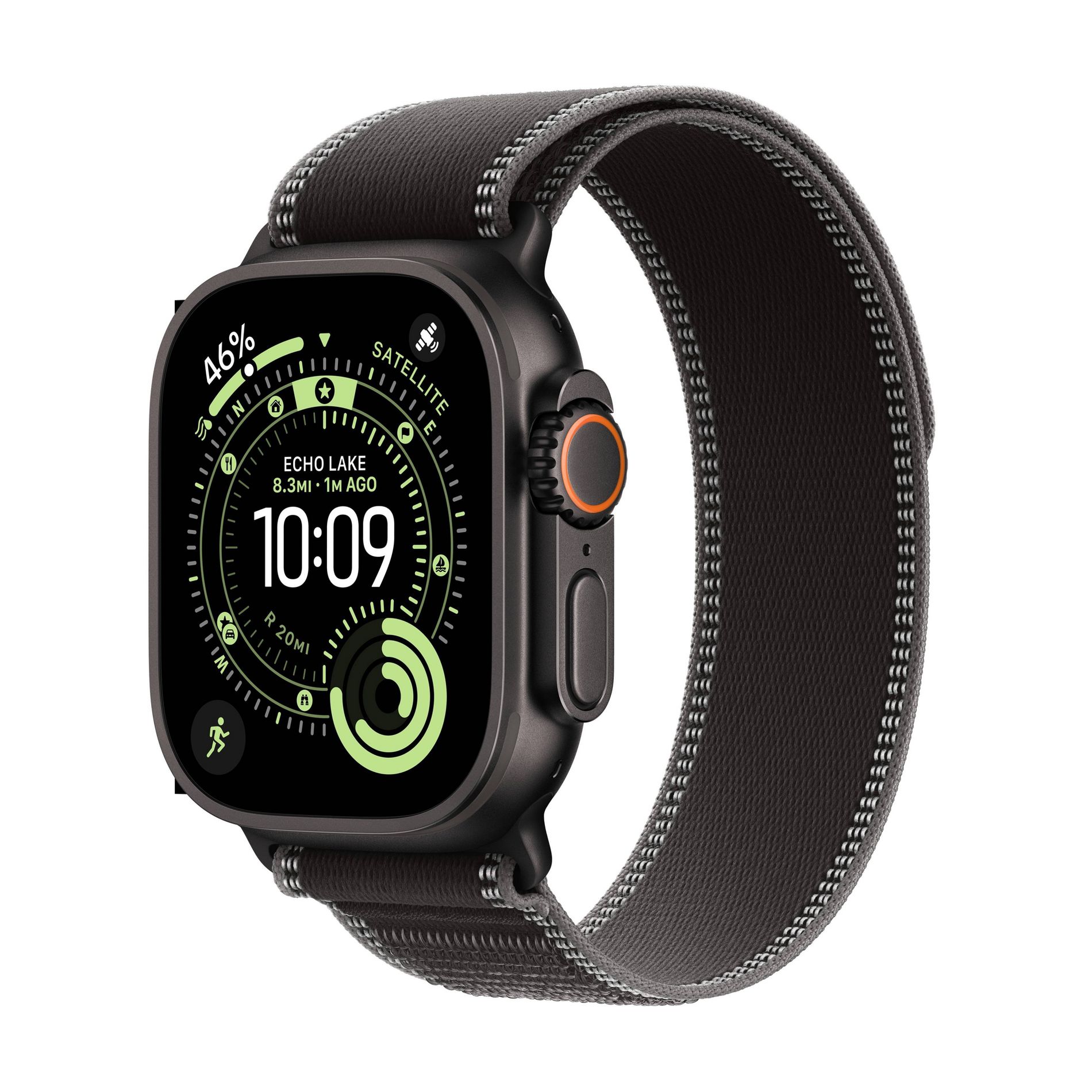 Apple Watch Ultra 3 GPS + Cellular 49mm Black Titanium Case with Black/Charcoal Trail Loop - S/M