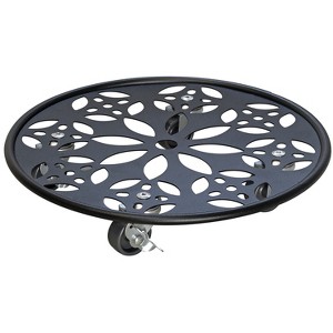 Wagner Round Plant Caddy - Timeless Cast Iron with Flower Design, Smooth-Rolling Casters, 220 lbs Capacity - 1 of 4