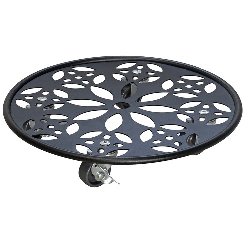 Wagner Round Plant Caddy - Timeless Cast Iron with Flower Design, Smooth-Rolling Casters, 220 lbs Capacity - image 1 of 4