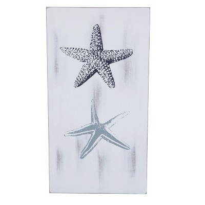 Beachcombers Coastal Plaque Sign Wall Hanging Decor Decoration For The Beach With 2 Starfish-Blue 6.25 x 11.75 x 0.25 Inches.