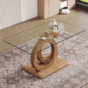 NicBex Dining Table for 4 Morden Glass Dining Table Dining Room Table with Unique Base Design and Glass Top for Kitchen - 1 of 4