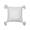 18" x 18" Kira White Decorative Handcrafted Cotton Accent Throw Pillow w/ French Chenille Knots Tassels - 2 of 4