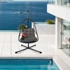PAGED Swing Egg Chair with Stand Wicker Porch Swing with C Type Bracket, Cushion for Backyard, Garden - 2 of 4
