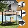 ROVSUN Grill Dining Cart Table, Stainless Steel Bar Table Top, Movable Kitchen Island Stand for Outdoor Food Prep, Pizza Oven, Charcoal Accessories - 3 of 4