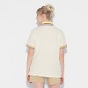 Pride Adult Short Sleeve Tipped Polo Shirt - Ivory Striped - 2 of 3