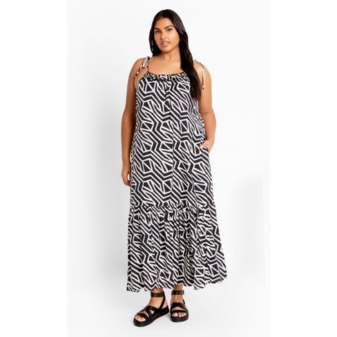 Women's Plus Size Erica Print Maxi Dress - black | CITY CHIC - image 1 of 4