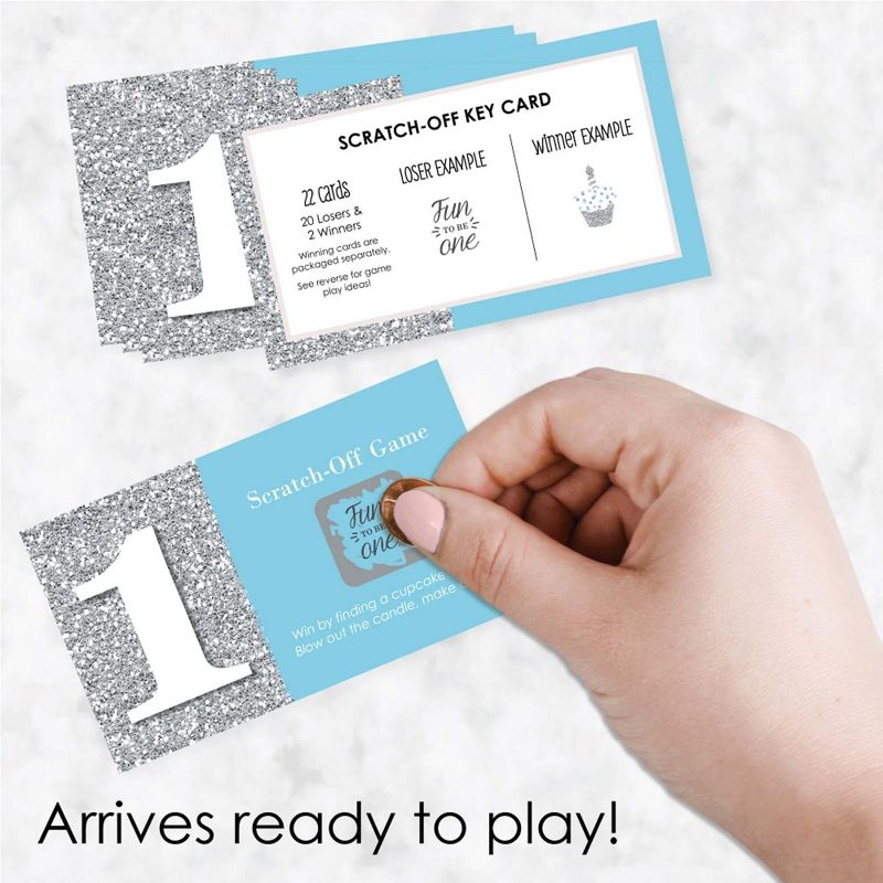 Big Dot of Happiness 1st Birthday Boy - Fun to be One - First Birthday Party Game Scratch Off Cards - 22 Count, 2 of 7