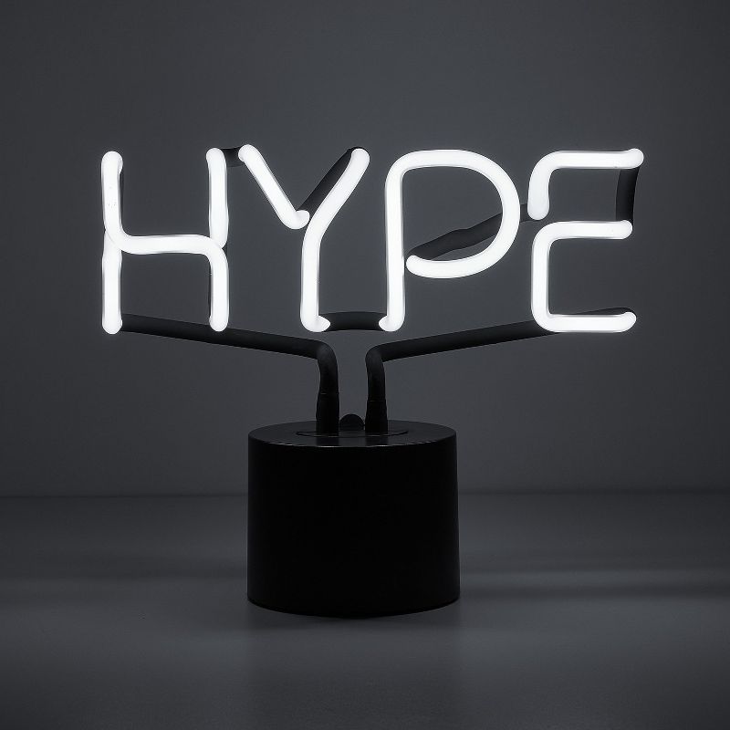 Amped Co 9.6" x 8.3" HYPE Real Neon Light Novelty Desk Lamp, White, 2 of 7