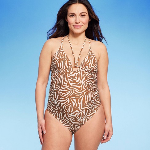 Multi Strap One Piece Maternity Swimsuit - Isabel Maternity by Ingrid &  Isabel™ Brown Animal Print S