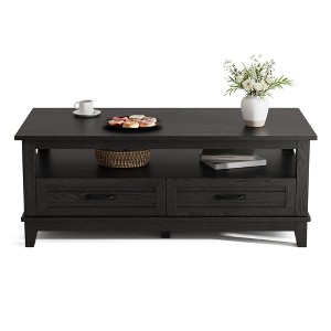 47.2" Modern Coffee Table, Farmhouse Wood Storage Table with Drawers and Open Shelves, Easy to Assemble Living Room Center Table - Holds 330 lbs - 1 of 4
