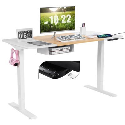FEZIBO 36 inches Height Adjustable Sit to Stand Up Power Riser Converter Tabletop Workstation Fits Dual Monitor Black Electric Standing Desk Converter 