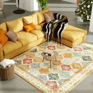 5x7ft Washable Vintage Area Rug, Thin Distressed Non-Slip Traditional Carpet for Living Room Bedroom Kitchen Dining Room - 1 of 4