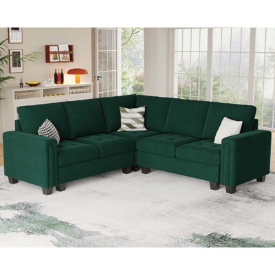 Belffin Modular Velvet Tufted L Shaped 4 Seater Corner Sofa