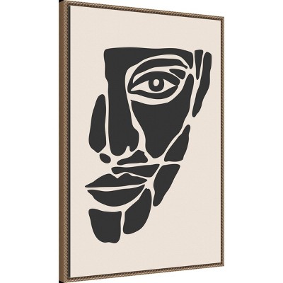 33"x23" Monochrome Abstract Face Beaded Canvas Art