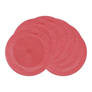 REGALWOVEN Farmhouse Round Placemats Set of 6 Woven Placemats for Dining Table Decor - 1 of 4