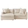 Lesly Modern Square Arm Linen Upholstered L-Shaped 3 Seater Sofa - 3 of 4