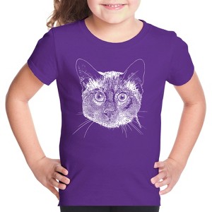 LA Pop Art Girl's Word Art T-shirt - Siamese Cat - 1 of 4