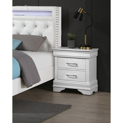 ORRD Modern White Nightstand with Accent Handles, Spacious Drawers, Sleek Bedside Table for Bedroom