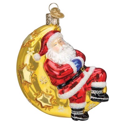 Old World Christmas 4.0 Inch Moonlight Santa Snooze Moon Ornament Tree Ornaments