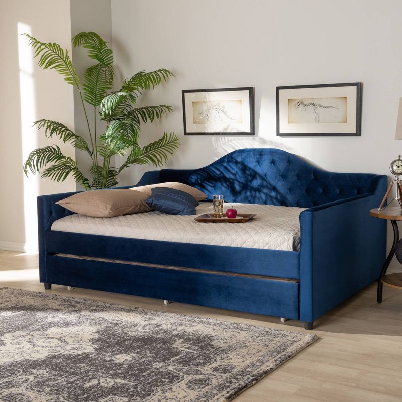 Perry Velvet Daybed with Trundle - Baxton Studio, 6 of 12
