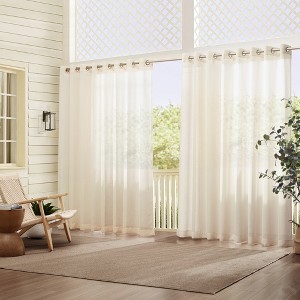 Elrene Carmen Sheer Extra Wide Indoor/Outdoor Single Window Curtain for Patio, Porch, Cabana, Pergola, Deck - Elrene Home Fashions - 1 of 3