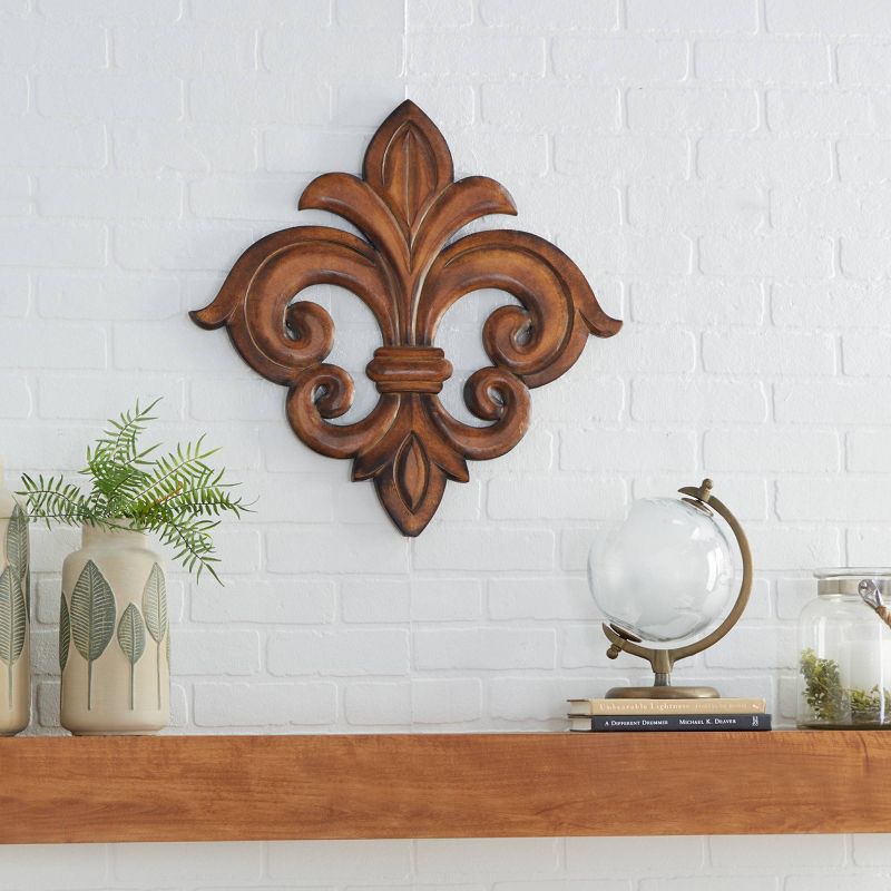 Wooden Fleur De Lis Carved Wall Decor - Olivia & May, 3 of 9