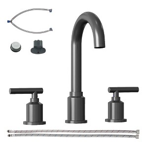 8 Inch Widespread Bathroom Faucet, Modern 3-Hole Sink Faucet with Stainless Steel Pop-Up Drain, 360° Swivel Spout, Brushed Nickel for Guest Bath - 1 of 4