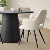 Modern 5-Piece Round Dining Table Set with White Boucle Arm Chairs, 46'' Black Pedestal Table & Upholstered Dining Chairs for Kitchen-Maison Boucle - 2 of 4