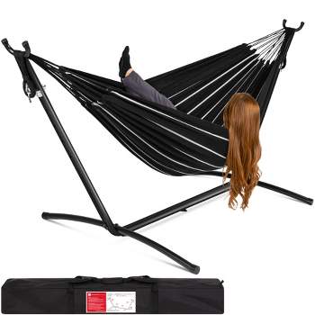 Best Choice Products 2-Person Brazilian-Style Cotton Double Hammock with Stand Set w/ Carrying Bag