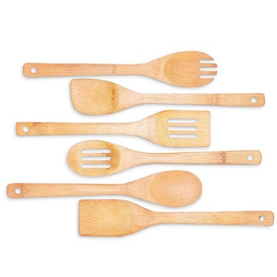 Cheer Collection Premium Bamboo Cooking Utensil Set – 6 Piece Non-Scratch Wooden Spatulas & Spoons for Kitchen — фото 6