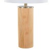 LumiSource Cylinder Ash 27" Contemporary Wood Table Lamp Ash Wood, Antique Brass, and White Linen - 3 of 4