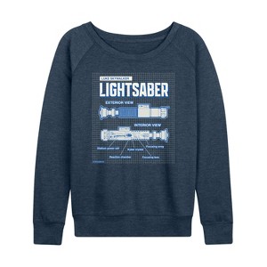 Women's - Star Wars - Luke Saber Schematic Lightweight French Terry Wide Neck Long Sleeve Shirt - 1 of 4