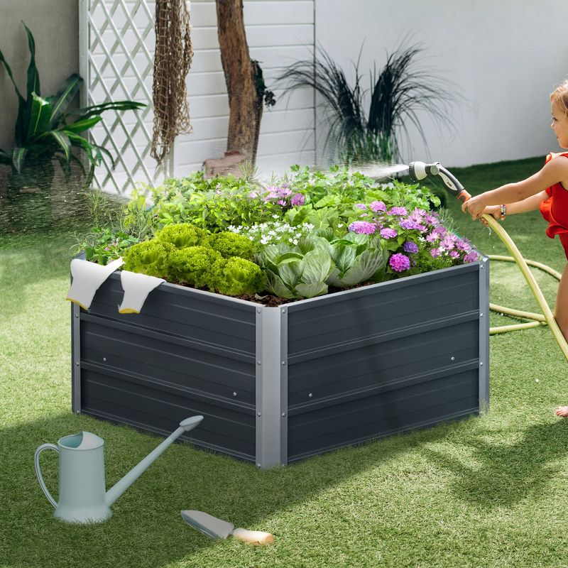 Outsunny 40'' Pentagon Galvanized Raised Garden Bed, Elevated Large Metal Planter Box w/ Install Gloves for Backyard, Patio to Grow Vegetables, Herbs, and Flowers, 3 of 7