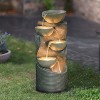 LuxenHome 32” Lighted Modern 4 Tired Resin Outdoor Fountain with Cascading Water Flow Gray - 3 of 4