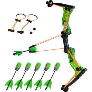HyperStrike Bow Archery Pack - Clear Green Bow with 6 Whistle Arrows & Bungee, Shoots Up To 250 Feet - 1 of 4