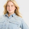 Women's Long Sleeve Star Embroidered Western Shirt - Universal Thread™ Light Wash - 4 of 4