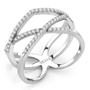 Slickblue Women's Polished Stainless Steel Ring with Clear CZ - Simple & Elegant Fashion Jewelry - Size 5-10 - 1 of 4
