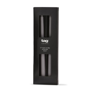 tag Color Studio 12" Traditional Taper Unscented Smokeless Paraffin Wax Candle Grey, Set of 4, Burn Time 8 hrs. - 1 of 3