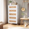 Pellebant 5 Drawers Rattan dressers for bedroom Storage Tower Tall Fabric Dresser Wood Top Wood Handles - image 2 of 4