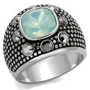 Slickblue Men's Stainless Steel Signet Ring with 10mm Fireopal Crystal, Polished Finish, Sizes 8-13 - 1 of 4