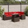 vidaXL 6 Piece Patio Sofa Set with Cushions Brown Poly Rattan - 2 of 4