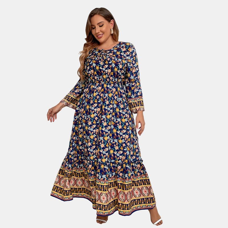Women's Plus Size Floral Long Sleeve Maxi Dress - Cupshe, 1 of 8