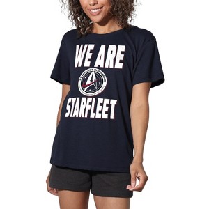 Women's Star Trek Discovery We Are Starfleet Loose T-Shirt Navy - 1 of 4