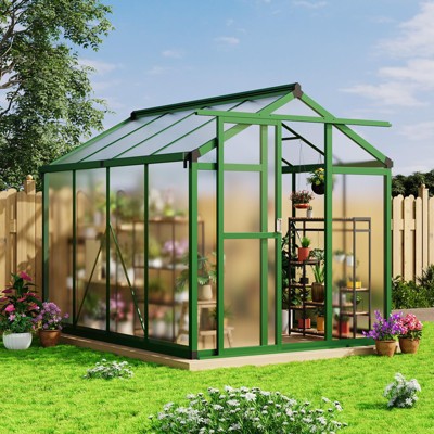 Whizmax 6x8/6x10 FT Aluminum Greenhouse - Heavy Duty Polycarbonate Panels with Roof Vent, Walk-In Garden House for Backyard, Patio, Easy Assembly