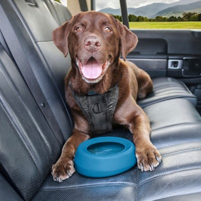 Coastal Blue Silicone Splash-Free Dog Water Bowl