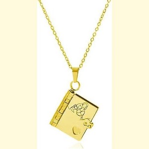 Dainty Granddaughter Necklace Gift from Grandma, Gold or Silver Book Pendant - 1 of 4